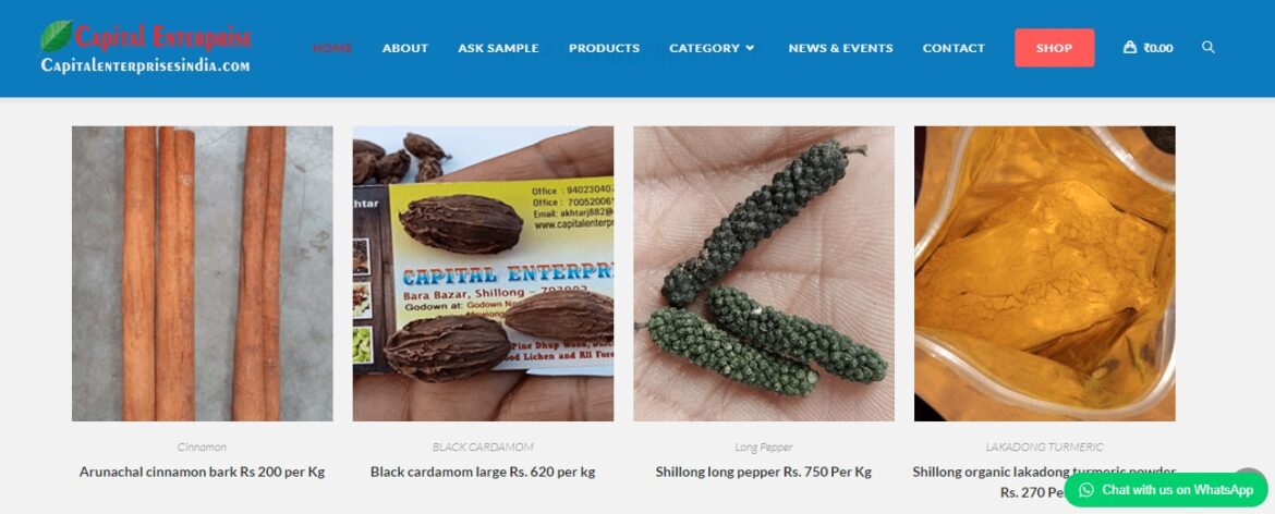 Ecommerce Website Development for Indian Spices - Capitalenterprisesindia