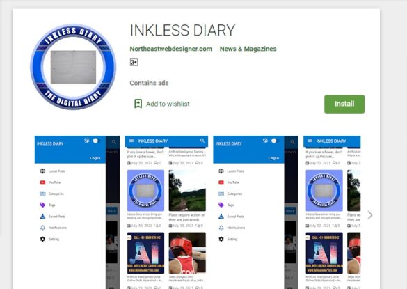 INKLESS DIARY Online Blog & News Website and App Development